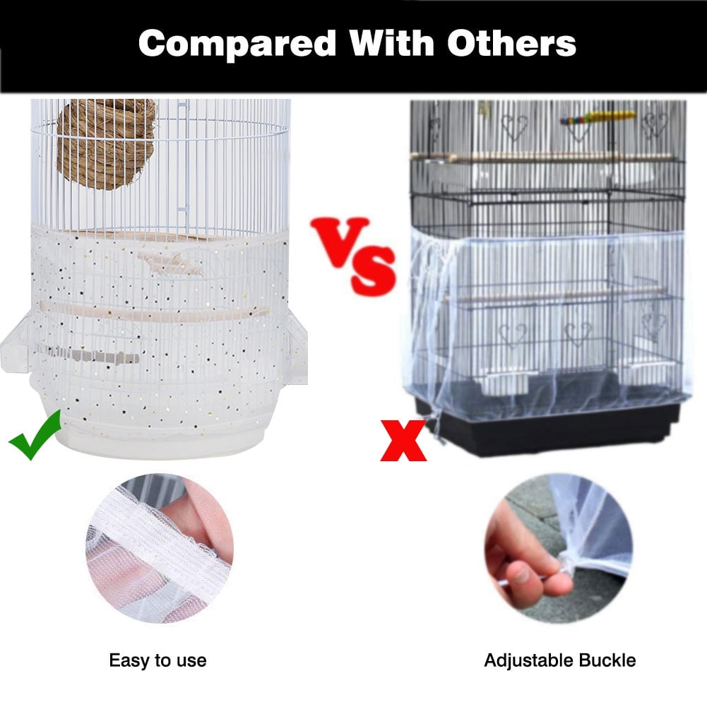 Bird Cage Seed,Dustproof Seed Catcher Nylon Mesh Birdseed Net Guard for Length 30-45cm