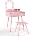thumbnail image 3 of LAZY BUDDY Kids Vanity Set with Stool & Drawers, Toddler Vanity Desk Princess Makeup Dressing Table with Lights and Mirror for Girls 3+, 3 of 8