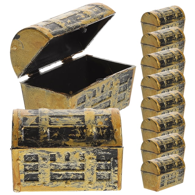 KAKOWELY 10 cofres del tesoro en miniatura, modelos de cofres del tesoro decorativos para casas pequeñas