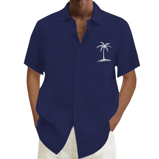 XDZJLR Chemises pour Hommes Décontractées Été Plage Manches Courtes Mode Imprimé Cocotier