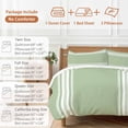 thumbnail image 6 of Sage Green Bedding Duvet Cover Set Full Size 4 Pieces White Striped Soft Twill Plush Quilt Cover, Include 1 Duvet Cover 1 Flat Sheet And 2 Pillow, 6 of 7
