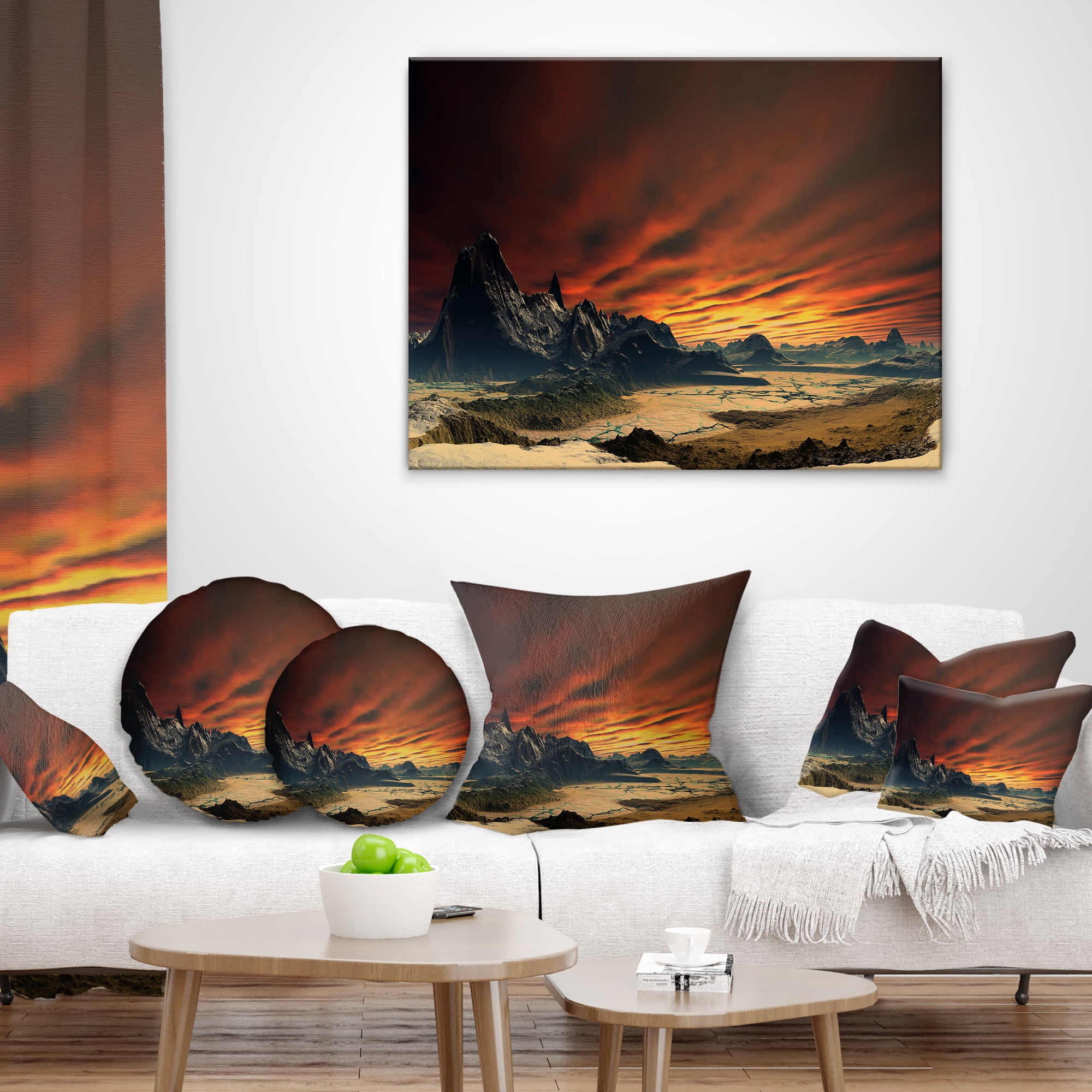 Designart Beautiful Alien Planet Traos - Landscape Printed Throw Pillow - 16x16