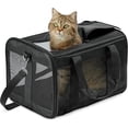thumbnail image 1 of Transportbur för husdjur, mjuk kattbur, hopfällbar, hållbar, godkänd av flygbolag, resevänlig (42*28*28 cm, svart), 1 of 5