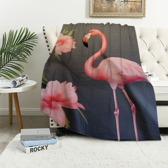 Orinice Summertime Whimsy Plush Fleece Throw Blanket - Pink Flamingo 40x50in