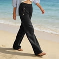 thumbnail image 6 of AUNVITO Women's High Waist Wide Leg Pants with Elastic Waistband and Pockets Casual Relaxed Fit, 6 of 8