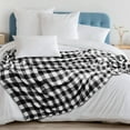 thumbnail image 6 of Flannel Fleece Throw Blanket for Sofa Couch Bed | Super Soft Velvet Plaid Pattern Checkered Decorative Throw | Warm Cozy Lightweight Microfiber | 60 x 80 Inches Plaid White/Black, 6 of 6
