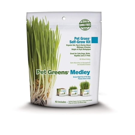 Self-Grow Pet Grass Kit, 100% Certified Organic Oat, Rye & Barley Seed And Soil Mixture By Pet