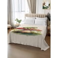 thumbnail image 3 of Full Size Flat Sheet Only, Mushroom Frogs Soft Brushed Microfiber Bed Sheets, Spring Floral Green Botanical Rustic Hotel Quality Breathable Bedding Top Sheet, Easy Care, 66"x102", 3 of 9