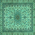 thumbnail image 1 of Ahgly Company Machine Washable Indoor Square Medallion Turquoise Blue Traditional Area Rugs, 6' Square, 1 of 4