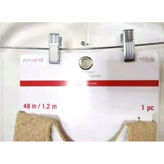 Woven Burlap Red Stripe Christmas Tree Skirt 48"