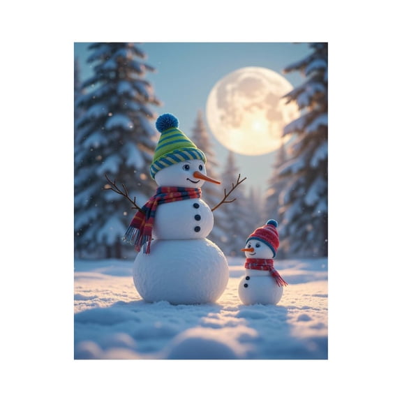 Paint by Numbers Kit for Adults, Snowman Family Under Moonlight Paint by Numbers, Easy Paint by Numbers Kit for Adults Beginner, DIY Adult Paint by Number Kits on Canvas, Home Decor