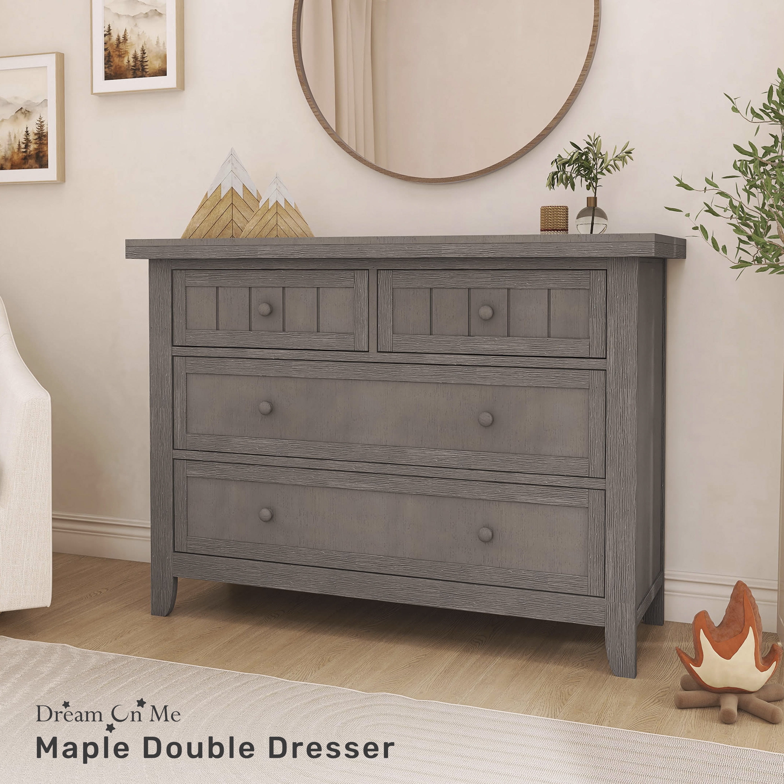 Dream On Me Maple Double Dresser In Pebble Grey