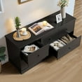 thumbnail image 5 of Wubio Stand and Storage Organizer, Modern Wide Wood Chest of Drawers for Living Room Hallway Entryway (Black), 5 of 6