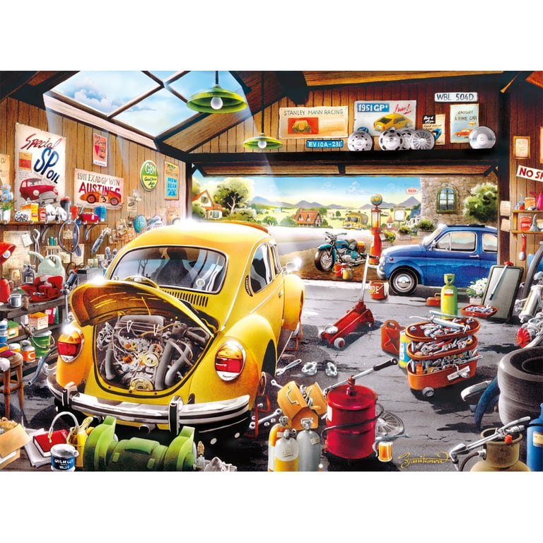 Buffalo Games CARTOON WORLD SAM'S GARAGE Car Jigsaw Puzzle 1000 PIECE Age  14+