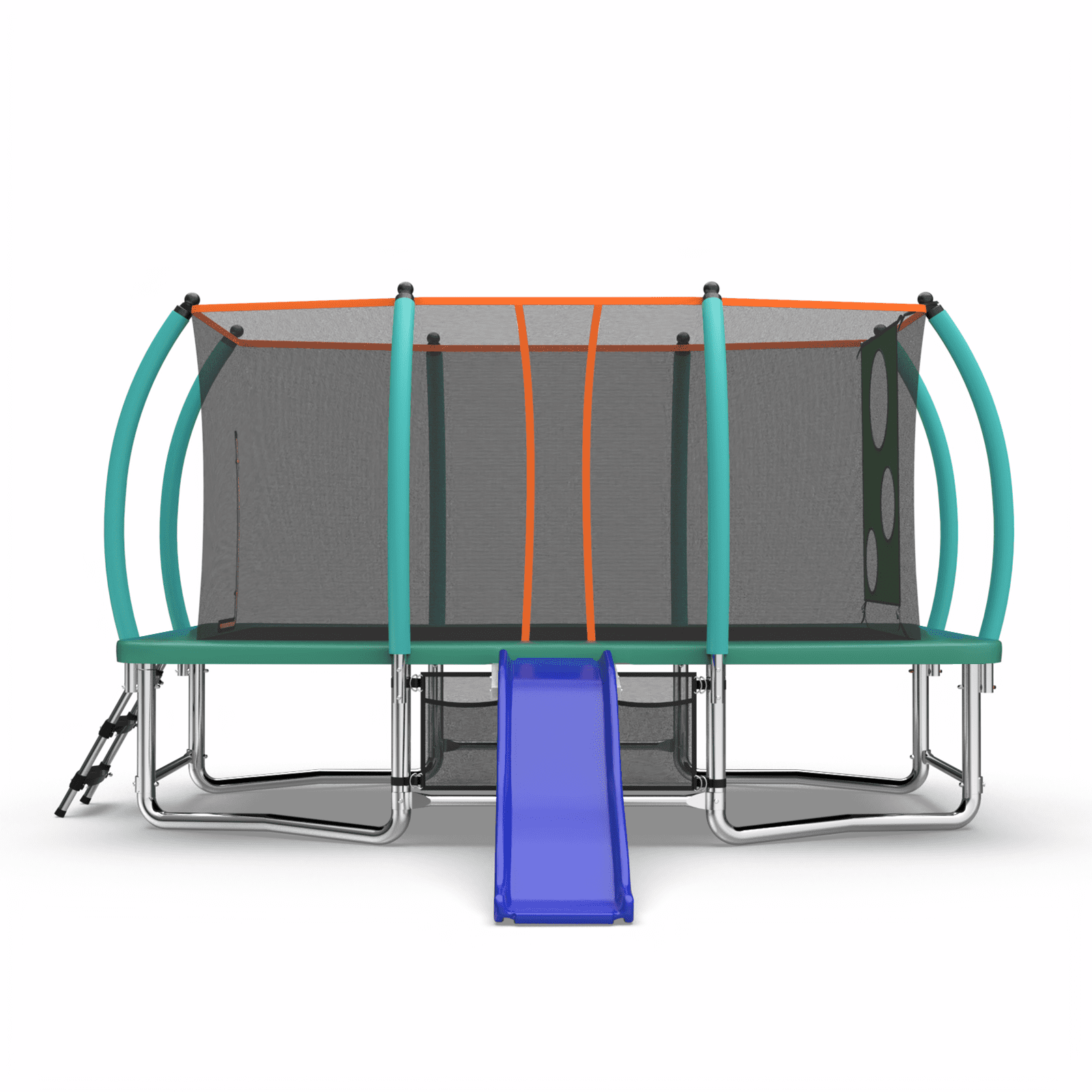 Mersco 8x14ft Large Rectangle Trampoline with Enclosure Net ,Slide Outdoor Big Trampoline for Backyard,Kids Trampoline with Basketball Hoop,Birthday and Holiday Gifts for Kids,Green