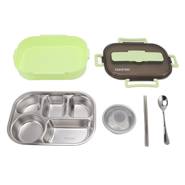 Fiambrera térmica de acero inoxidable con tazón para sopa y utensilios, color verde, perfecta para adultos y niños