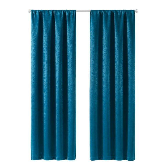 Mainstays Shimmer Rod Pocket 99% Blackout Curtains, Set of 2, Teal, 37" W x 95" L