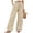 Khaki, variant on Straight Leg Pants for Women, Linen Pants for Women, Women's Solid Lightweight Woven Fabric Elastic Waistband Versatile Straight Leg Pants Side Slit Ankle Length