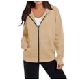 thumbnail image 2 of Futezty Women Thin Cotton Zip Up Hoodie Jacket, 2 of 5