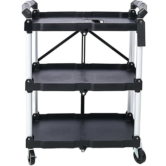 3 Layers Folding Collapsible Service Cart Roll Tool Cart Load Capacity
