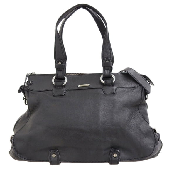 Pre-Owned CELINE Triomphe bag, handbag, shoulder leather, black, side buckle (Good)