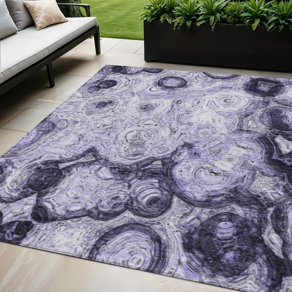 HomeRoots 577164 5 x 8 ft. Purple & Lavender Abstract Washable Indoor & Outdoor Rectangle Area Rug
