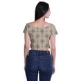 thumbnail image 4 of Moomaya Printed Boat Neck Womens Sexy Summer Tops Zip Front Viscose Crop Top, 4 of 5