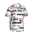 thumbnail image 2 of I Love You Men's 3d Print Casual Button Down Shirts, Novelty Hawaiian Short Sleeves S, 2 of 8