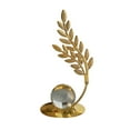 thumbnail image 2 of Gold Ginkgo Leaf Metal Sculpture | Crystal Ball Base Art Statue | Elegant Home & Office Desk Decoration | Bookshelf Ornament, 2 of 6