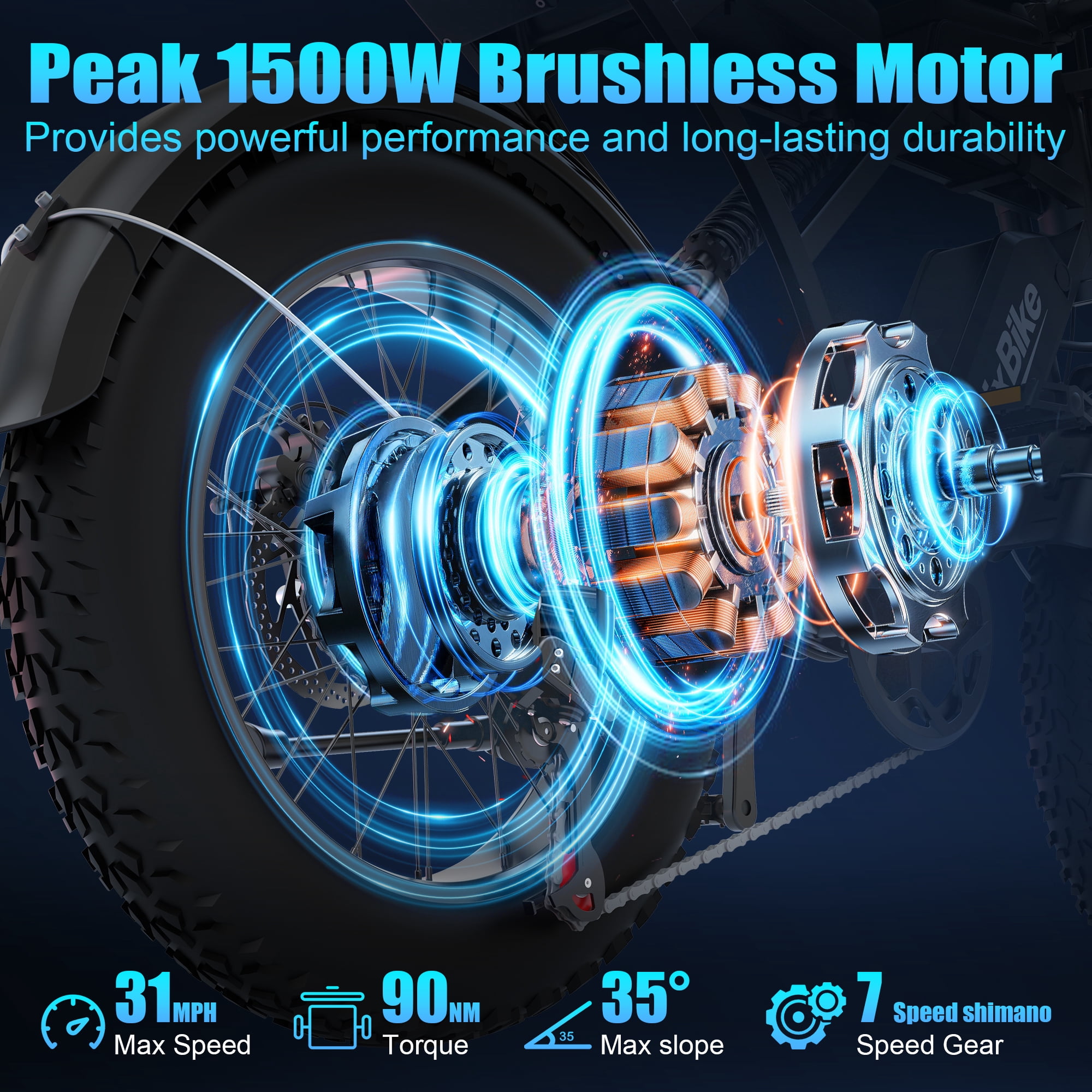 Z6 Mini Electric Mountain Bike - Peak 1500W, 48V 15.6Ah battery, 20×4.0 wide tires, max speed 31 mph, mechanical disc brakes, UL2849 certified, Age 15+