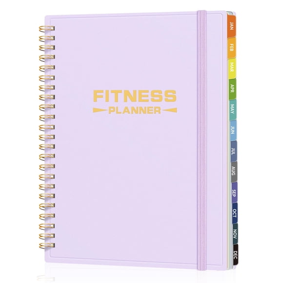 2026 Fitness Workout Journal Planner for Women & Men, from JAN 2026 - DEC 2026 Exercise Planner, 6.4" x 8.3" Fitness Tracker Journal Essentials for Goals, Tracking, Gifts with PVC Plastic Cover,Purple