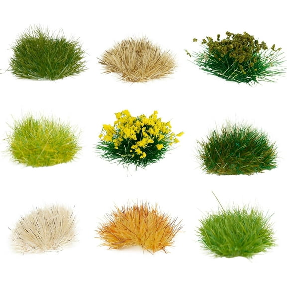 126 Pcs Static Grass Bushy Tufts Lowland Shrubs Tuft Terrain Model Kit for Train Landscape Railroad Scenery Sand Military Layout Model Miniature Bases and Dioramas