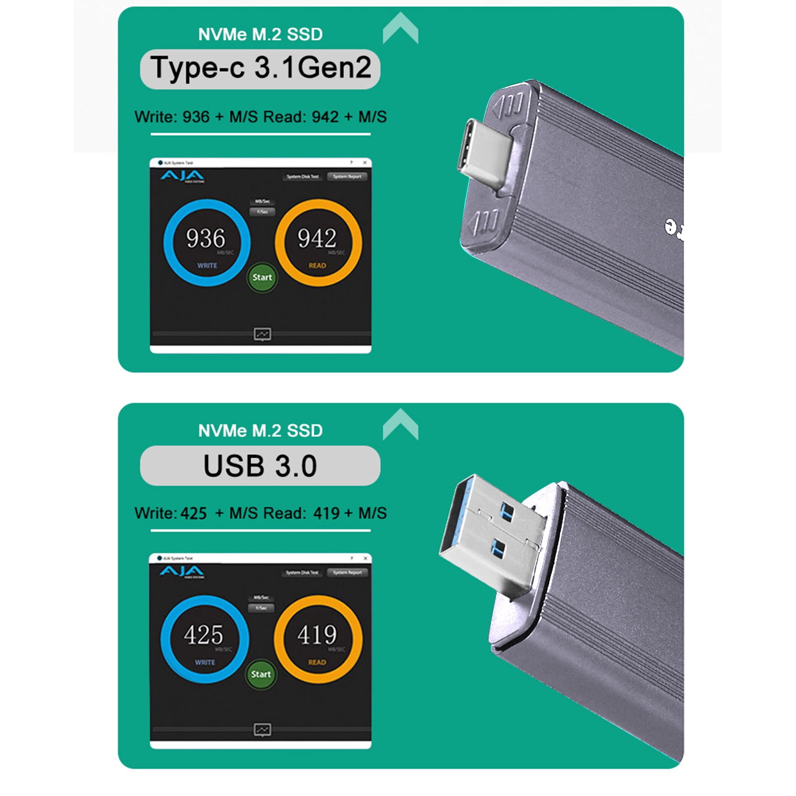 KQJQS SSD Disk Enclosure Removable Portable Disk Enclosure Supports NVMe/NGFF Dual Protocols 10Gbps High-speed Transmission USB3.1 Type-c Connection