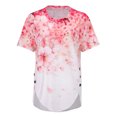 thumbnail image 4 of Moda mujer casual manga manga corta cuello redondo botón impreso tops blusa Pompotops hkajfhjk466705, 4 of 7