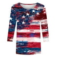 thumbnail image 4 of Frostluinai Chemises pour Femmes Chemises Rouges Blanches et Bleues Manches 3/4 T-Shirts du 4 Juillet Col Rond T-Shirts Graphiques Drapeau Américain Liquidation Offre, 4 of 5