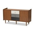 thumbnail image 2 of Baxton Studio Halden Mid-Century Modern Multicolor Walnut Brown and Grey Gradient Finished Wood 2-Door Dining Room, 2 of 7