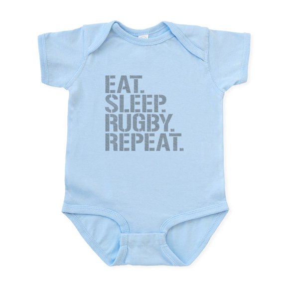 CafePress - Eat Sleep Rugby Repeat Body Suit - Baby Light Bodysuit, Size Newborn - 24 Months