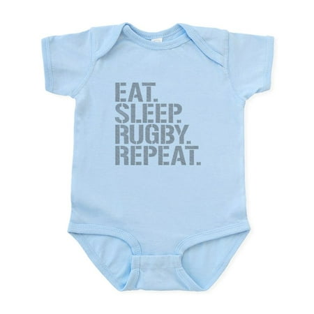 

CafePress - Eat Sleep Rugby Repeat Body Suit - Baby Light Bodysuit Size Newborn - 24 Months