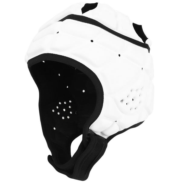 M Buder Casco Protector Blando de Rugby y Fútbol para Niños, Gorro Antigolpes EVA Ajustable, Blanco M