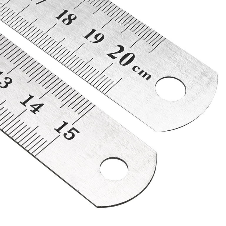 8-inch (20cm) Stainless Steel Straight Ruler Inches and Metric Scale 3 Pack