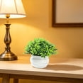 thumbnail image 5 of Dongrere Small Artificial Potted Shrub, Plastic Fake Greenery Plant with White Pot for Home Office Desk Bathroom Tabletop Decor, Green, 5 of 7