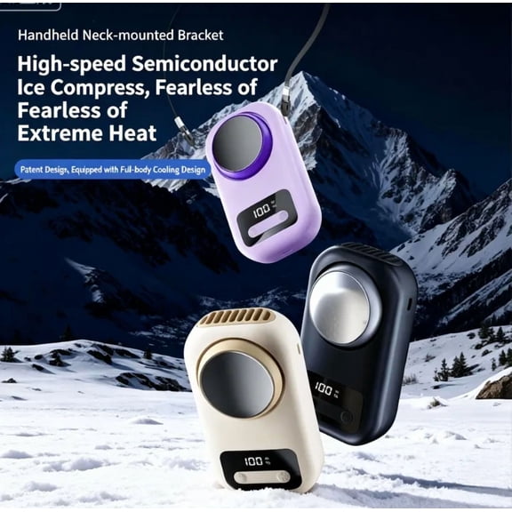 Portable Neck Fan, 4-in-1 Semiconductor Ice Compress Cooling Fan, 100 Speeds 36H Battery Life Hands Free Wearable Personal Fan, Quiet Desk Clip On Fan for Outdoor Office Travel Camping Sport