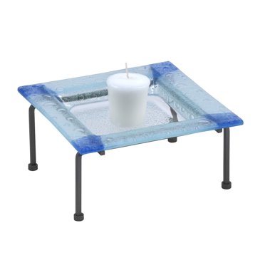 1.5"H Blue Corner Fused Glass Candle Votive