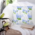 thumbnail image 4 of Summer Hydrangeas Throw Pillow Covers, Soft Pillowcases with Invisible Zipper, White Blue Flowers Pastoral Leaves Decorative Square Pillow Cushion Covers for Living Room Couch Sofa Bed 20x20 Inches, 4 of 8