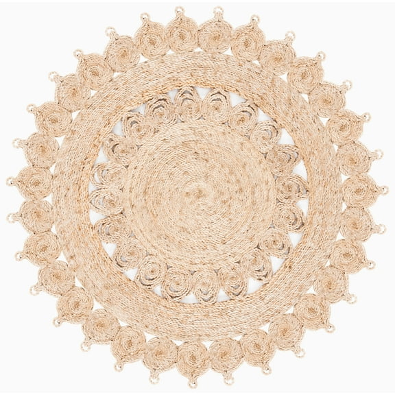 SAFAVIEH Natural Fiber Jeanie Geometric Area Rug, Natural, 5' x 5' Round