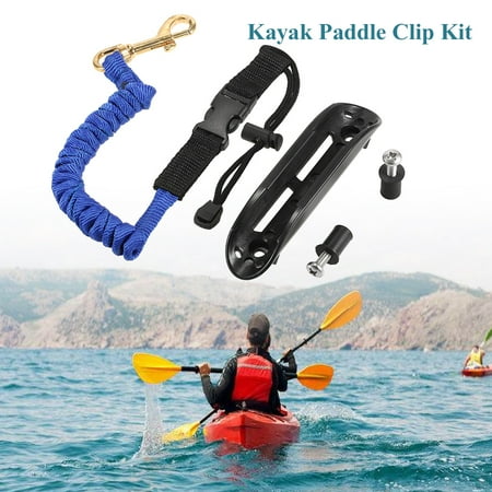Kayak Paddle Clip Holder Kayak Canoe Mount Paddle Clip Kit with Paddle Leash Screws Well Nuts Kayak Accessory