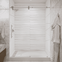 Seawin Briza Sliding Frameless Glass Shower Door 44 - 48 in. W x 76 in. H 3/8 in. (10 mm) Thick Clear Tempered Glass Brushed Stainless