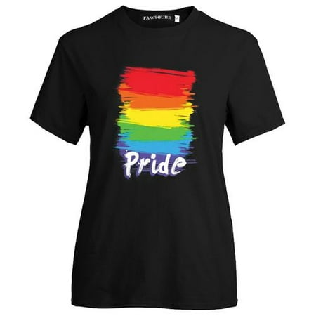 Fancyleo Gay Rainbow Short Sleeve T-Shirt Summer Cute Round Collar Thin Casual T-Shirt Print Wild Fashion Couple Gift Shirt Top Comfort