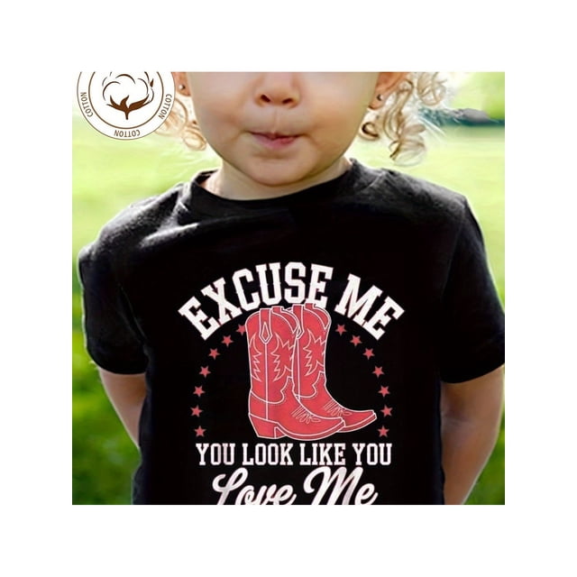 Camiseta de manga corta 100 % algodón con estampado "Disculpa, parece que me quieres", cómoda y casual para niñas de verano.