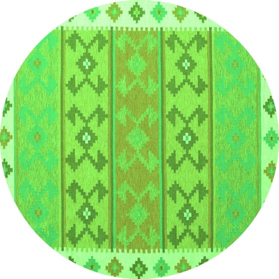 Ahgly Company Indoor Round Southwestern Green Country Area Rugs, 4' Round
